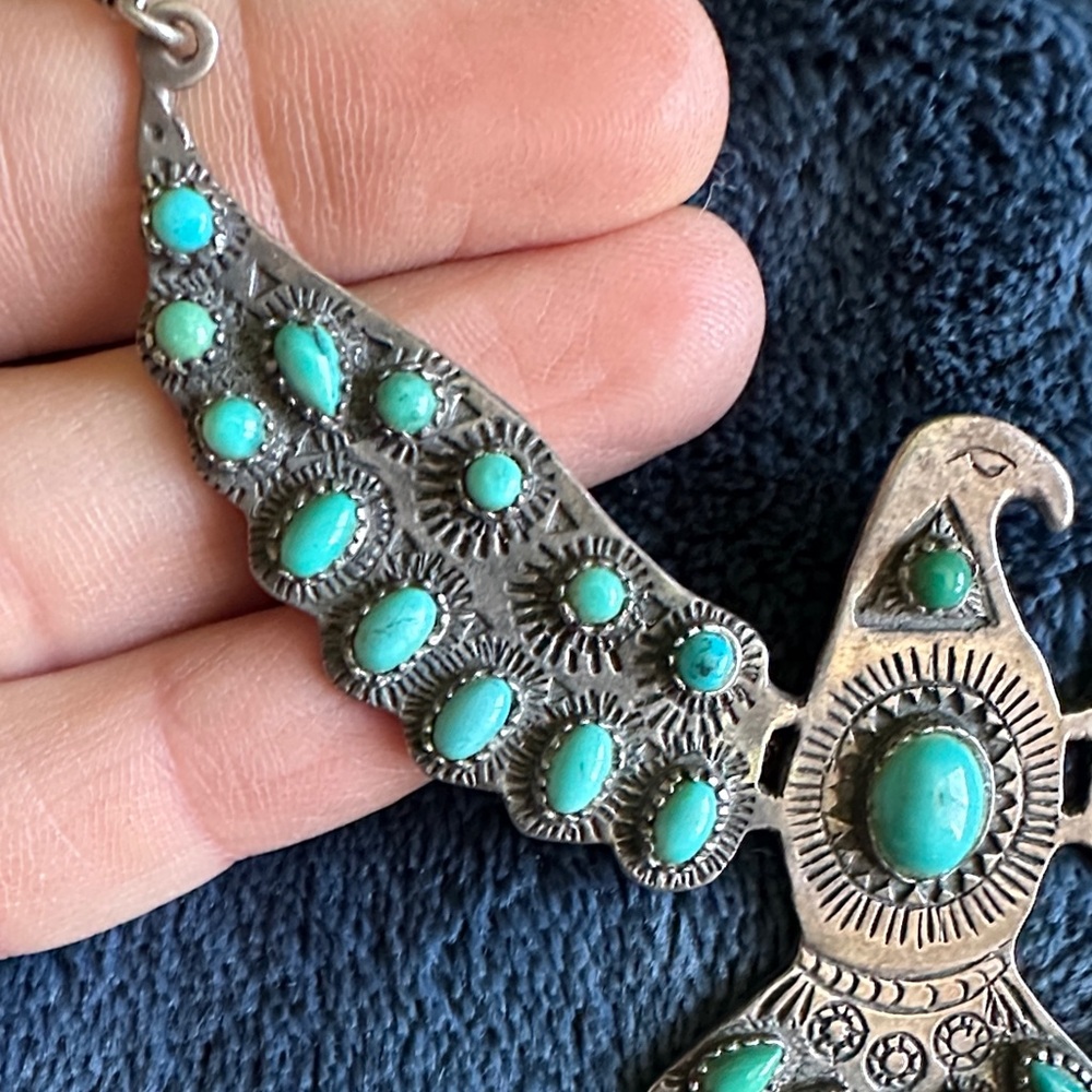 Spell Silver and Turquoise Bird Necklace - Picture 8 of 9